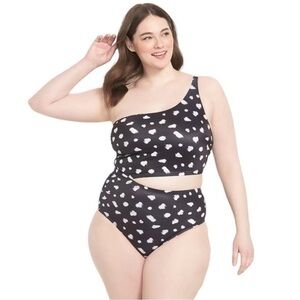 Lane Bryant NWOT Cutout One-Shoulder Swim One-Piece - Giraffe Dot